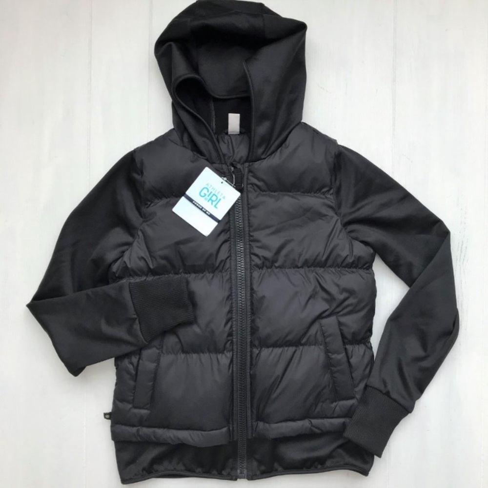 Athleta Girls Always Down Jacket Black XL NWT